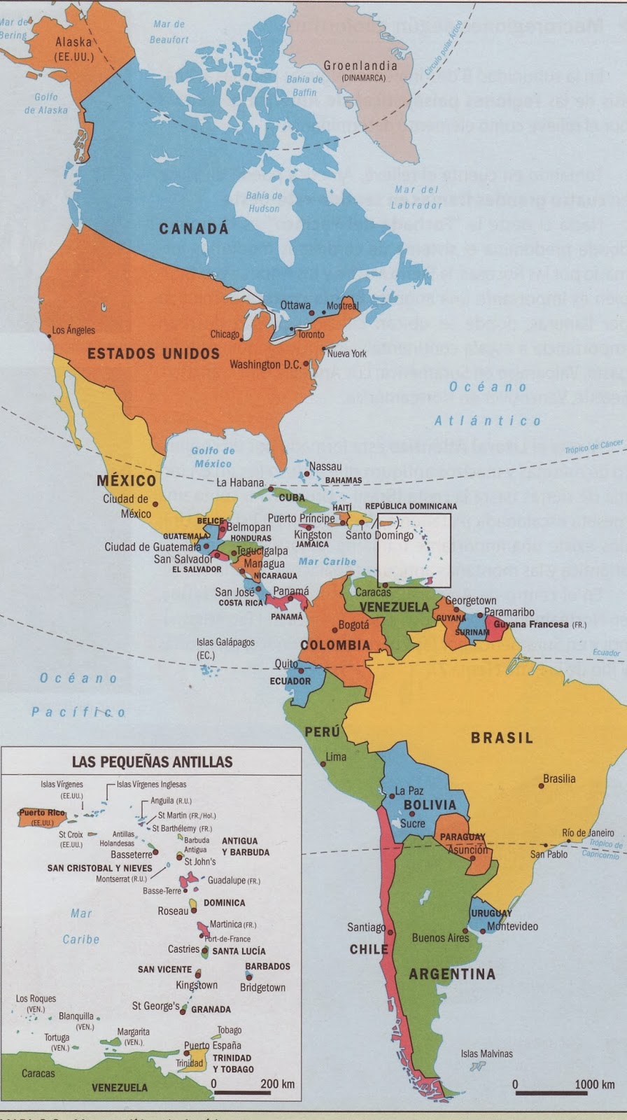 Mapa del continente americano con sus paises y capitales - Imagui
