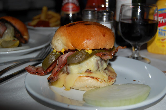 Egg-glazed, char-griddled bun wrapped around the Joe Allen 'secret' Burger