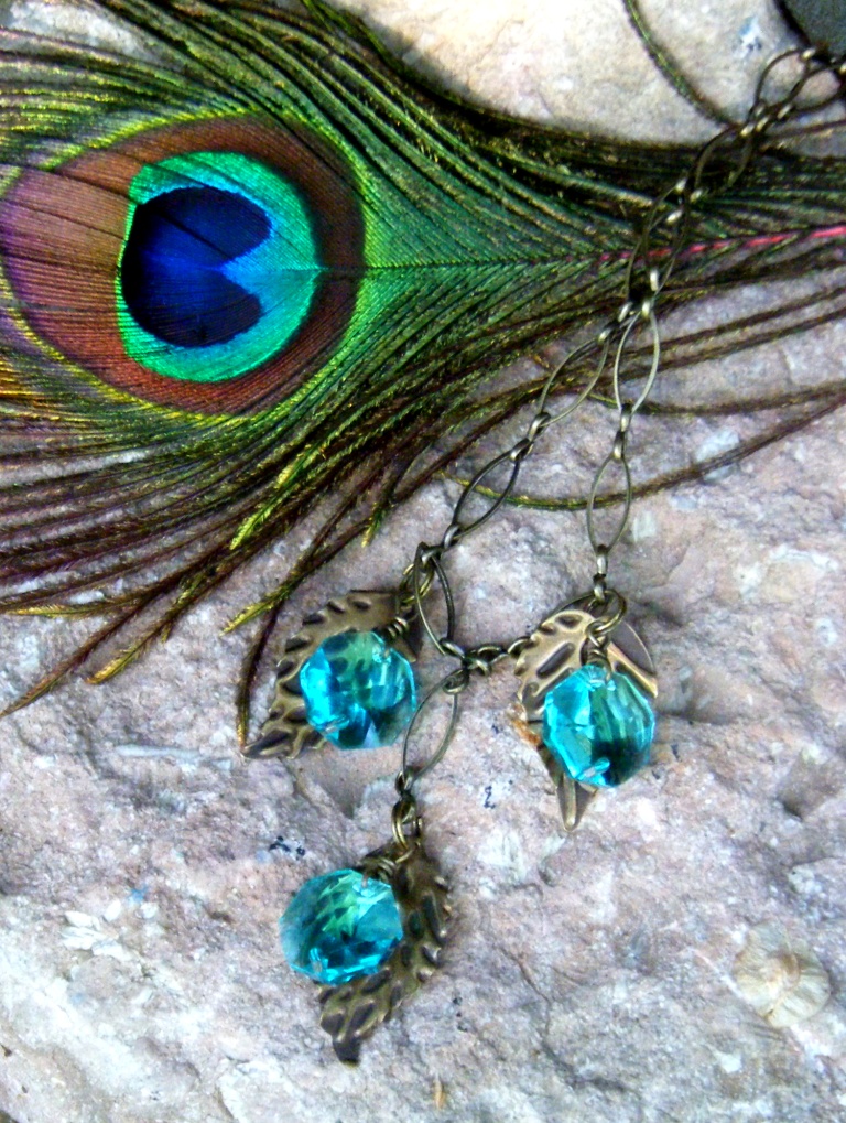 Distracted by Something Shiny Peacock Brass and Crystal Neclace