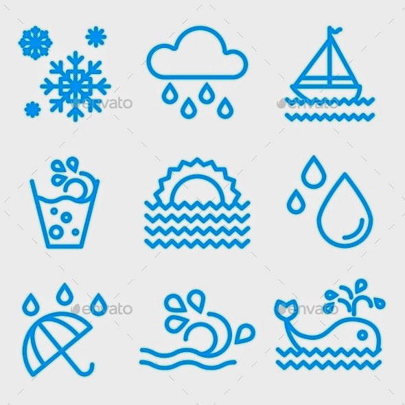 water and Drop icons set