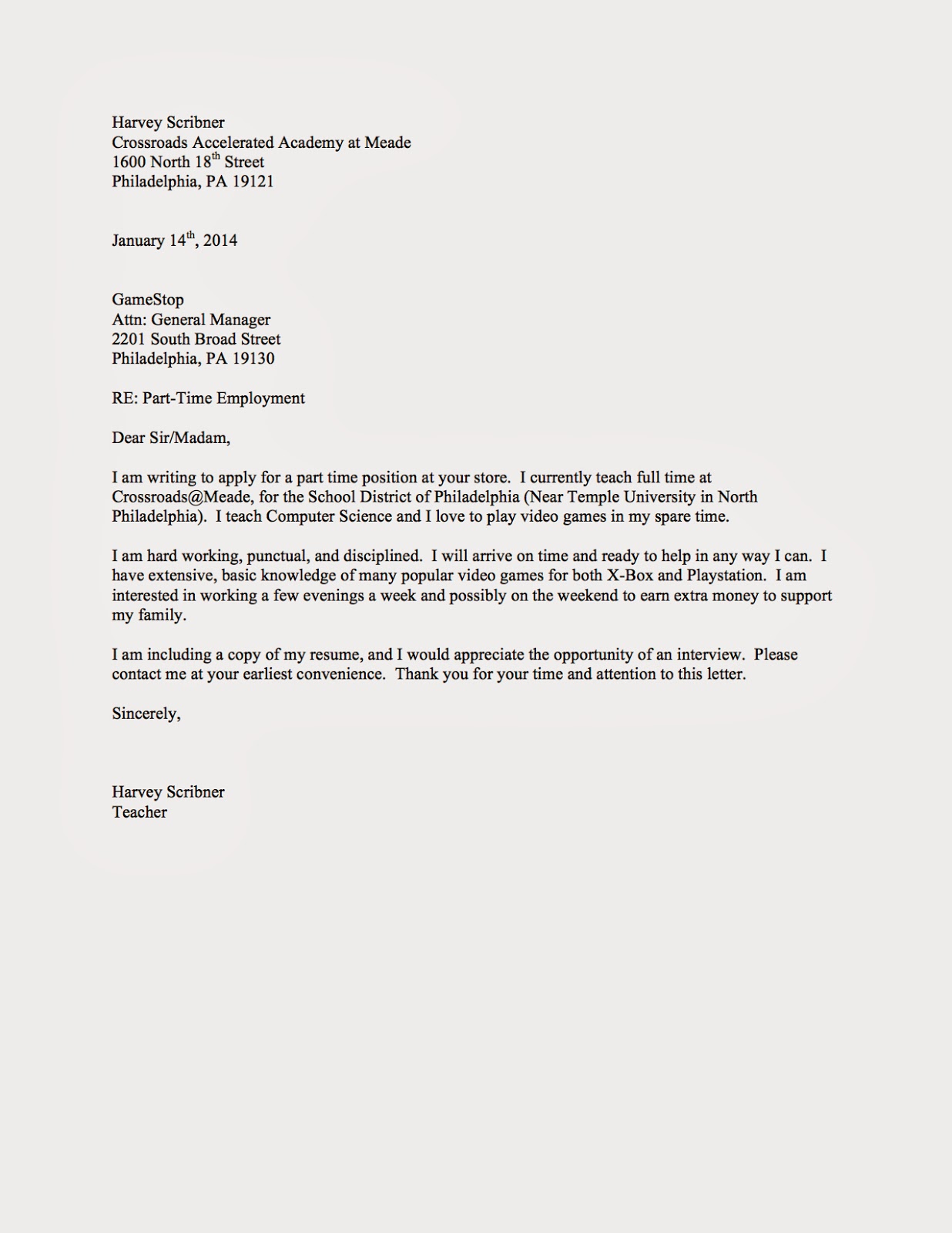 gamestop resume example
