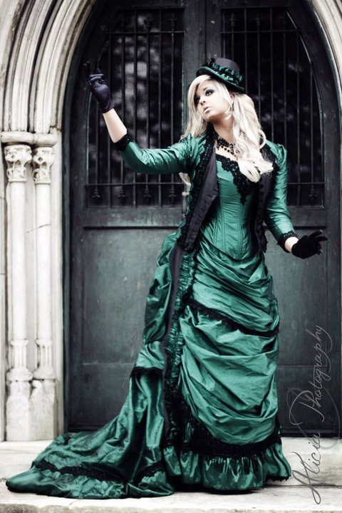 white gothic wedding dress