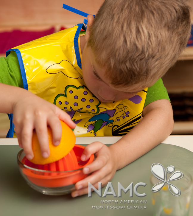 NAMC Montessori Absorbent Mind ch 26 boy using juicer