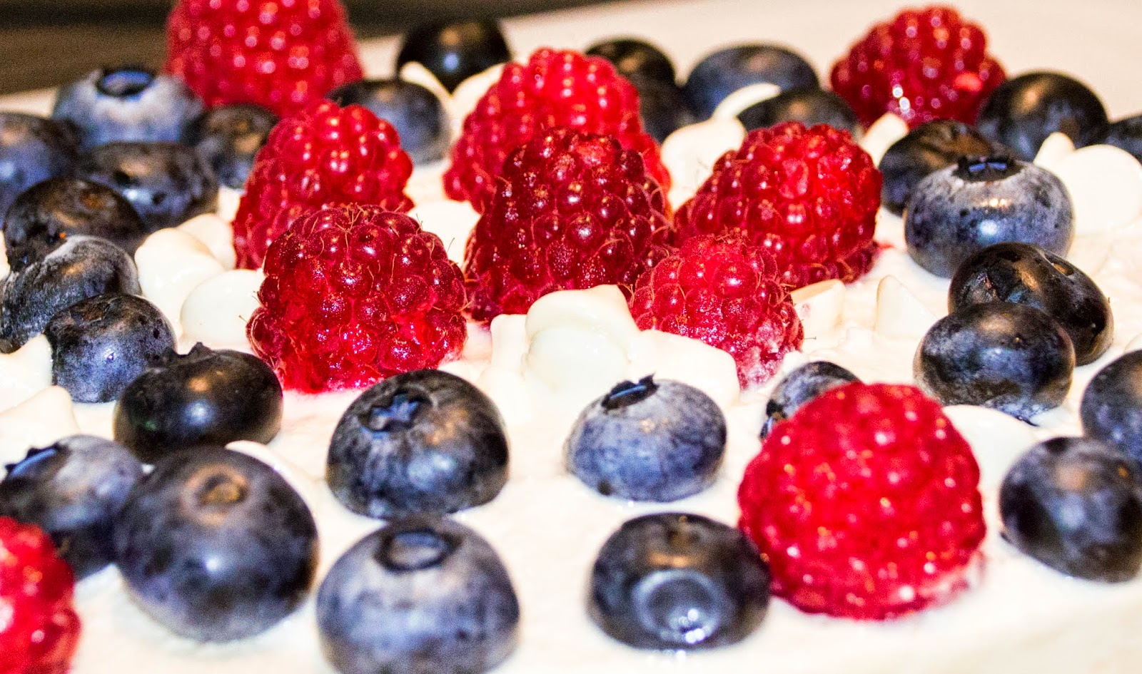 raspberries, blue berries and white chocolate chip quesadilla