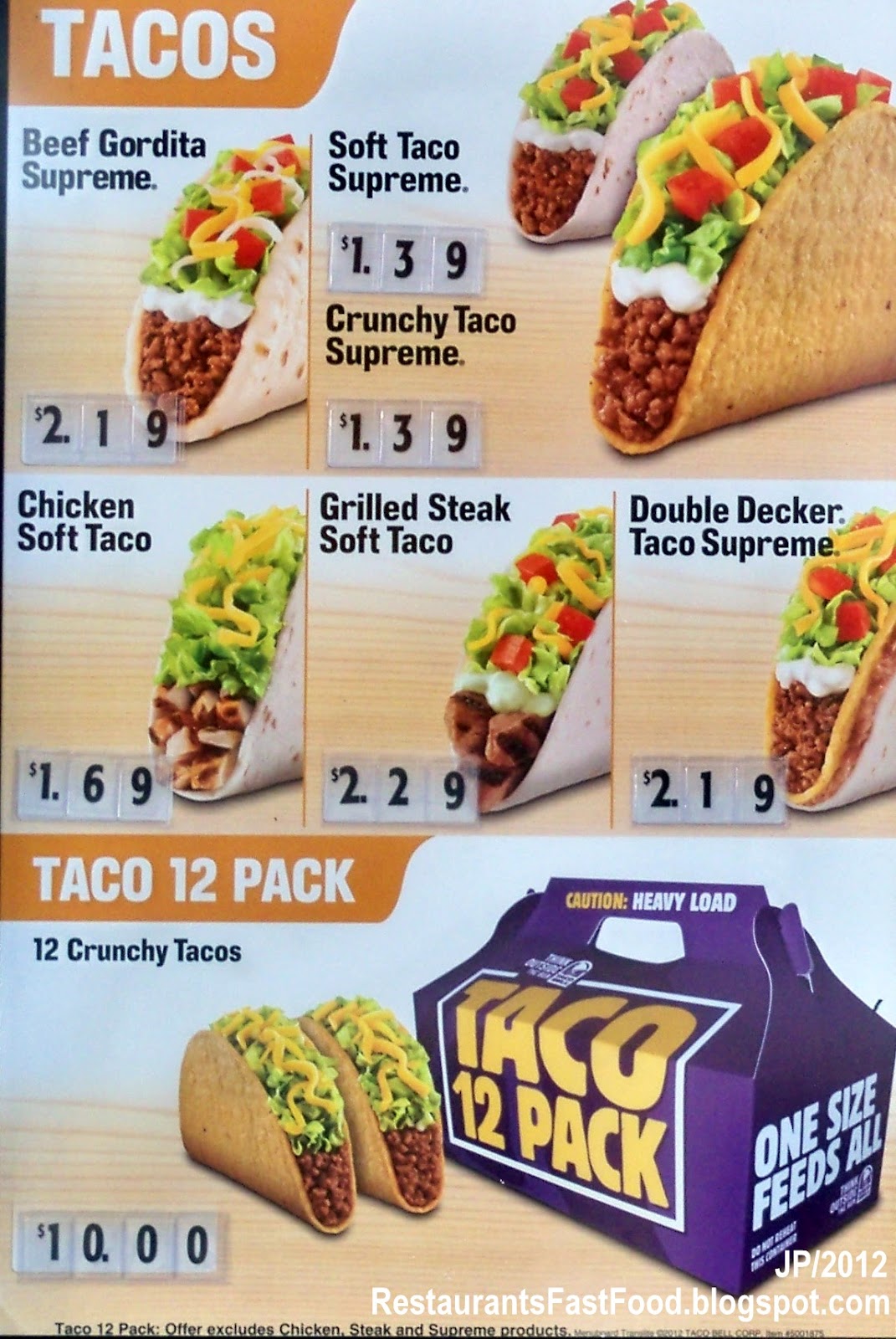 Restaurant Fast Food Menu Mcdonald S Dq Bk Hamburger Pizza Mexican Taco Bbq Chicken Seafood Chinese September 2012