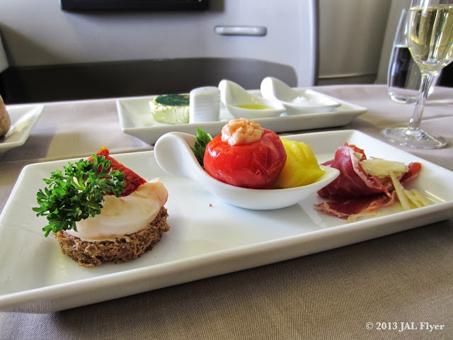 JAL First Class Trip Report on JL005: Amuse bouche trio from the Western Menu