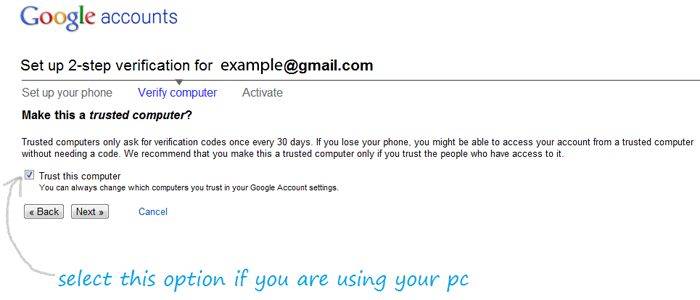 Google Two Step Verifcation