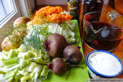 Potato, Beet, and Leek Soup (And How To Make Vegetable Stock) | Farm Fresh Feasts