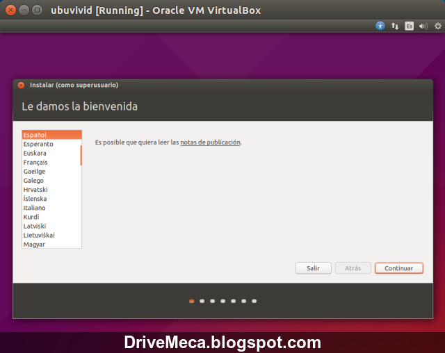 DriveMeca instalando Linux Ubuntu Desktop Vivit Vervet 15.04 paso a paso