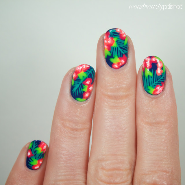 neon tropical nail art