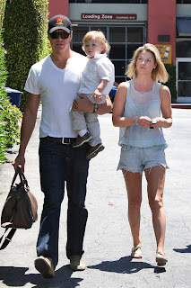 Ali Larter With Family leaving Hugo's Cafe in California
