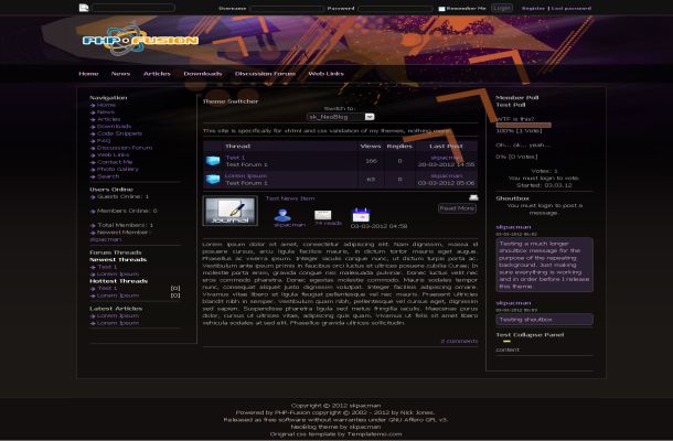 Free Dark Black Colorful Php-fusion Style Theme