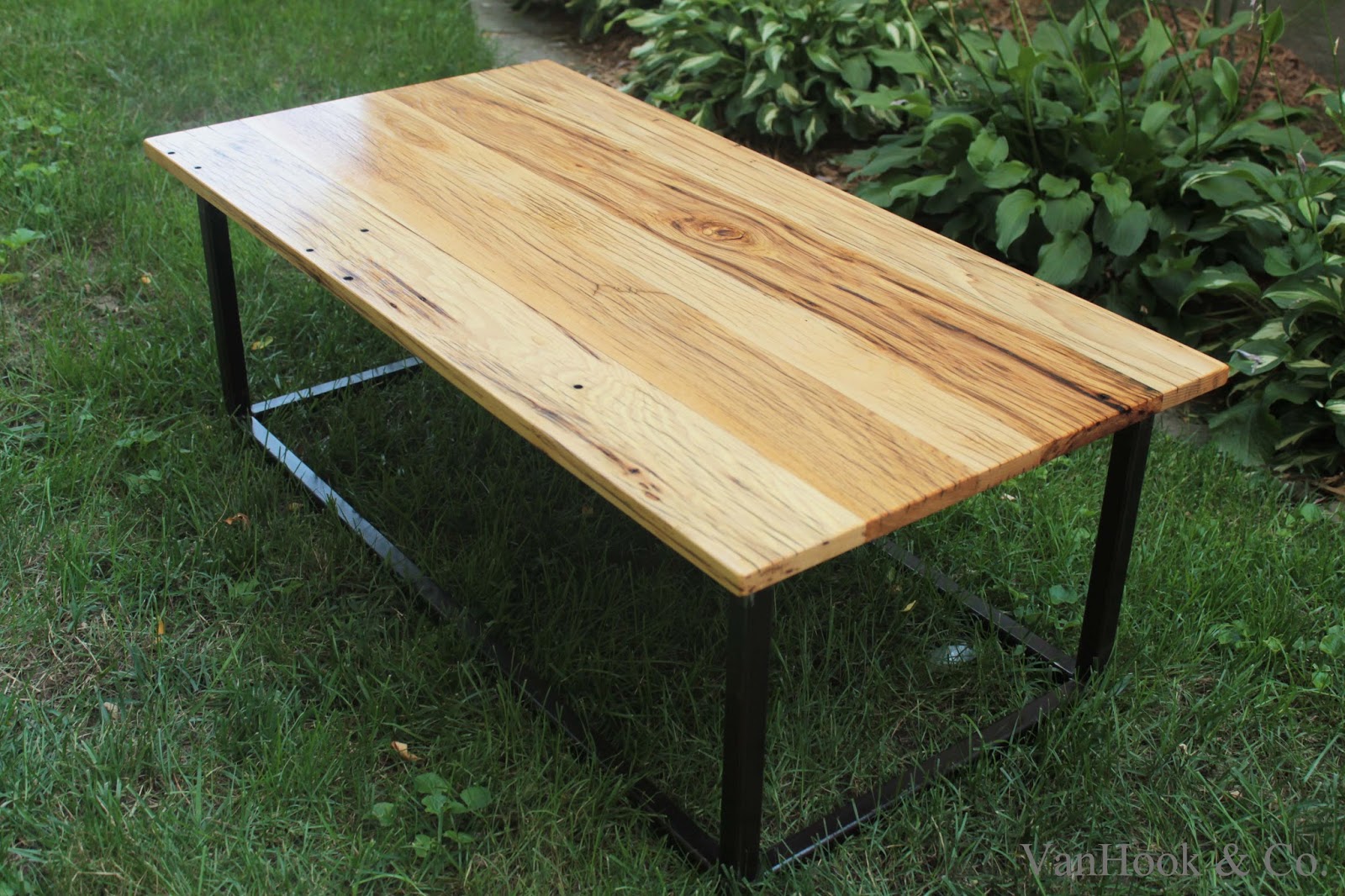 VanHook & Co. Hand Built White Oak and Steel Frame Coffee Table