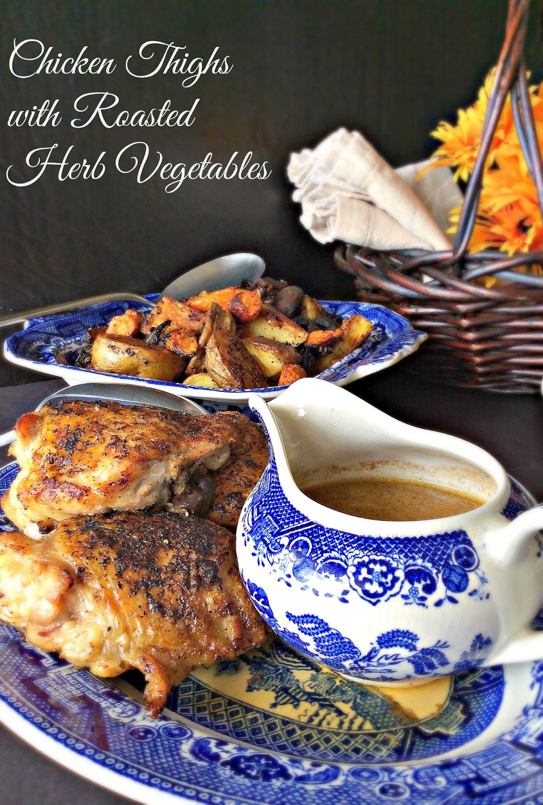 Cooking On A Budget Chicken Thighs with Roasted Herb Vegetables