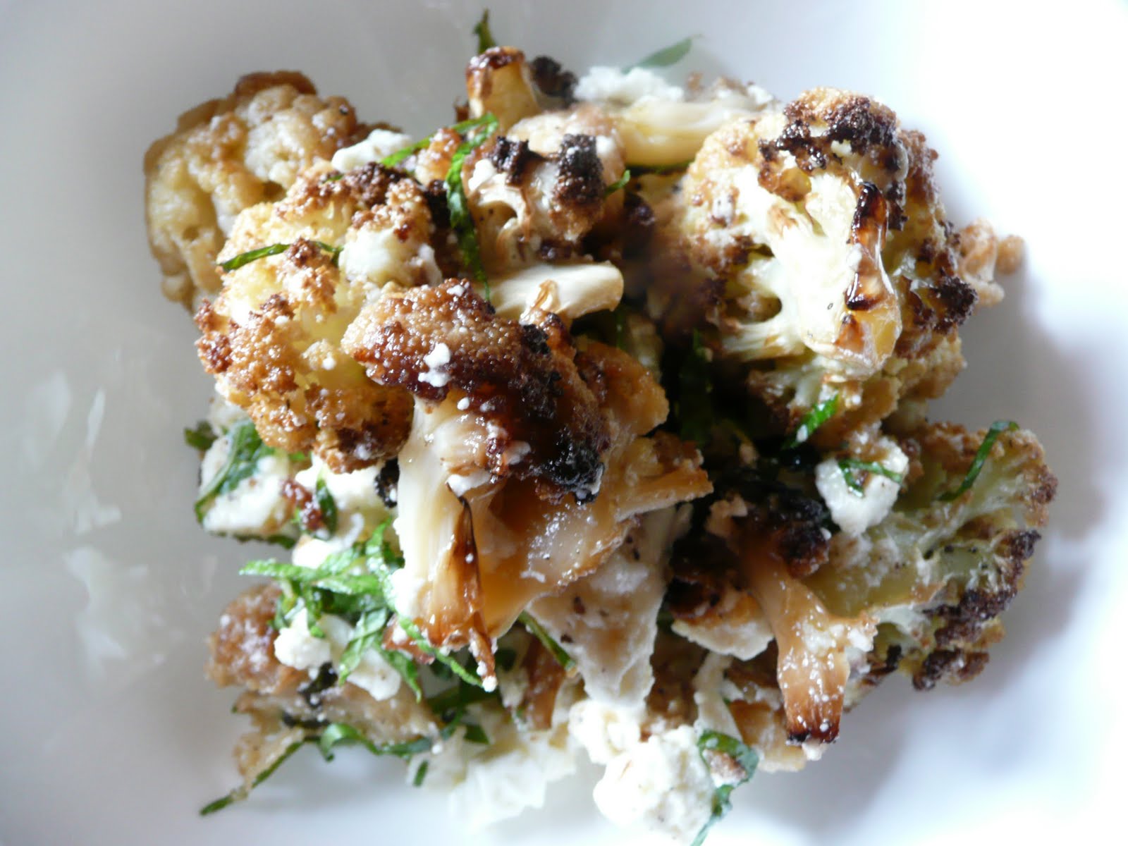 Secret Diary of a Foodie Olive oil roasted cauliflower with feta and mint