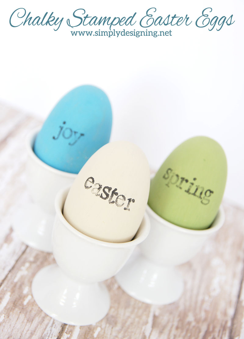 Chalky Stamped Easter Eggs | learn how to create wooden chalk paint eggs with hand stamped accents | #chalkpaint #easter #crafts #stamped