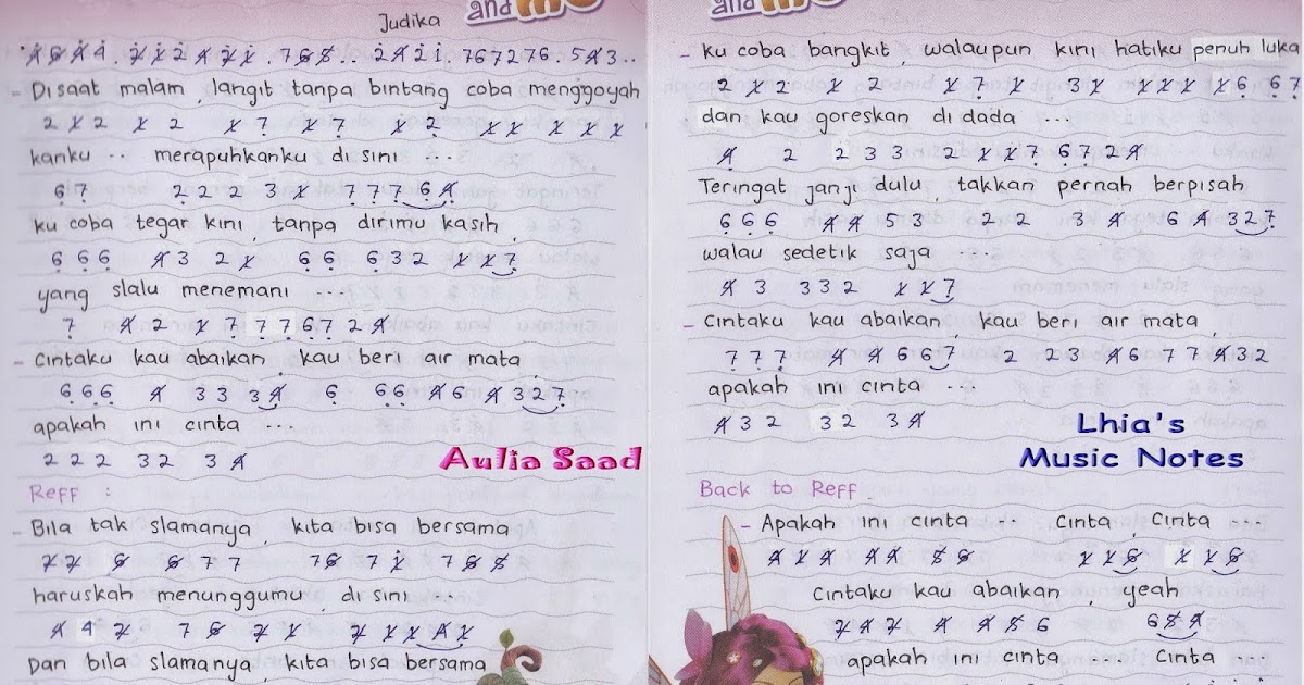 Not Angka : Judika - Apakah Ini Cinta | Aulia's World