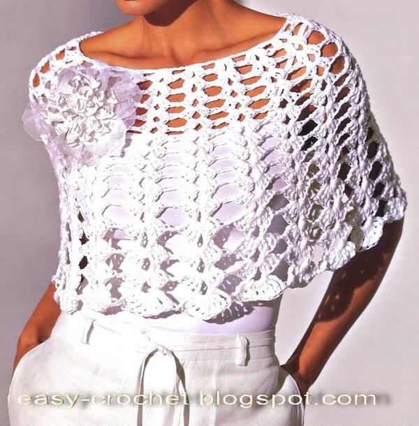 Stylish Easy Crochet Crochet Poncho White Ponchos