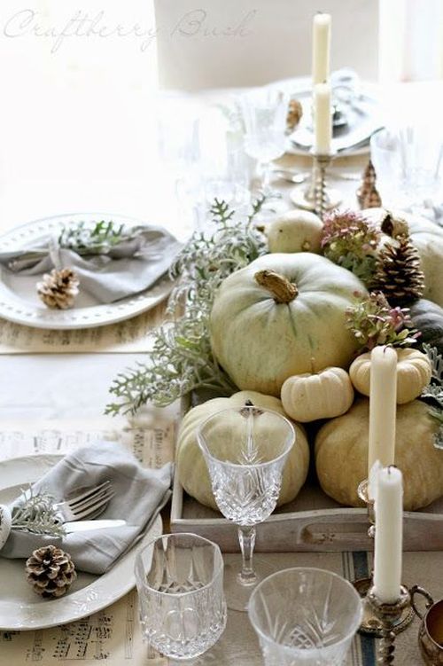 Lovely neutral and green nautral fall table decor