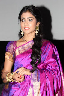 Shriya Saran Cute Photo Shoot In Indian Saree at press meet