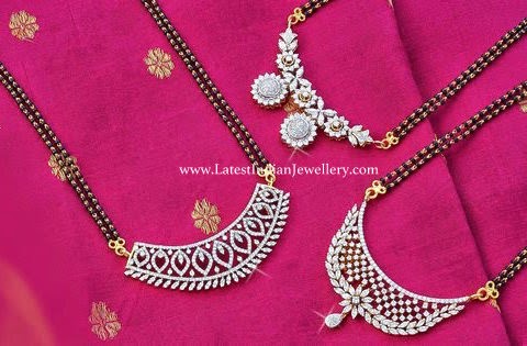 Long Black Beads Diamond Pendants Latest Indian Jewellery Designs - Nallapusalu With Diamond Pendant Long Black Beads Diamond Pendants Latest Indian Jewellery Designs - Nallapusalu With Diamond Pendant