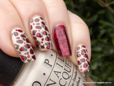 OPI My Vampire is Buff with China Glaze Ruby Pumps Leopard Print