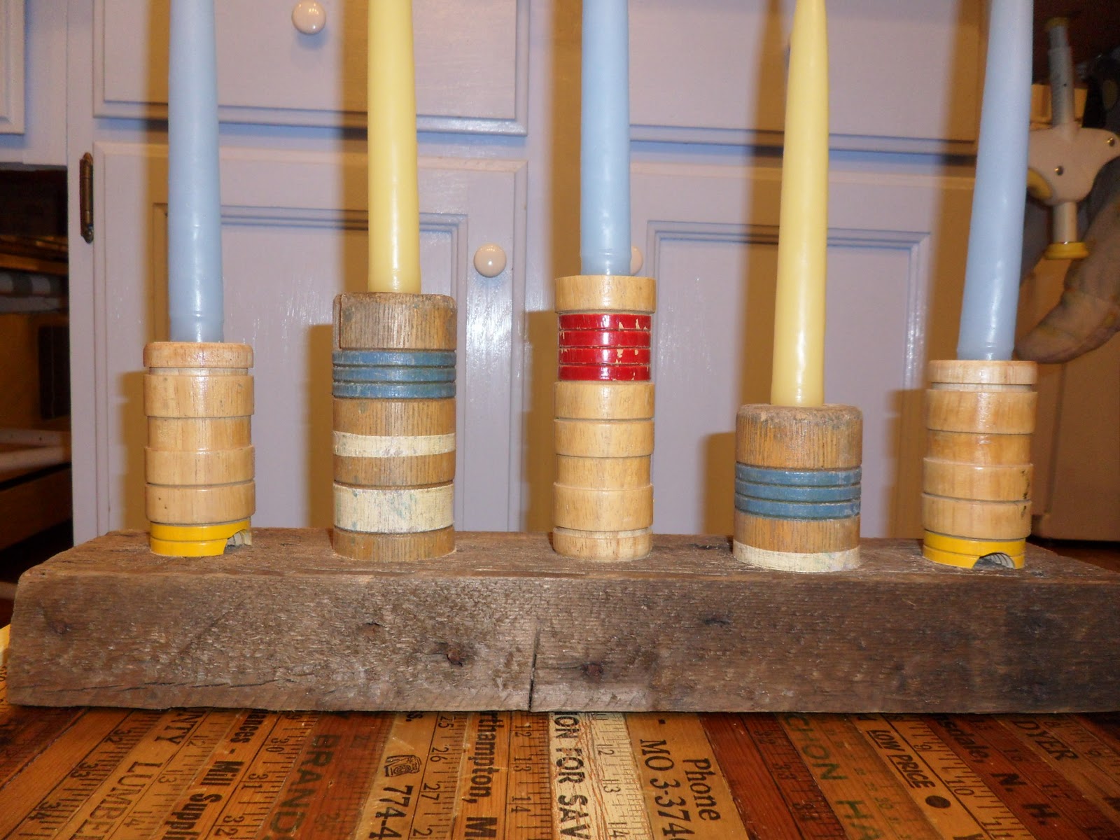 reclaimed crafts croquet mallet heads repurposed as candlesticks