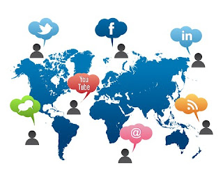 social media Facebook Twitter LinkedIn Youtube RSS feed world map