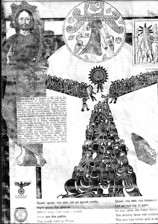 Babilonska prostytutka selekcjonuej na rampie w Oswiecimiu, na prawo Zeus z barankiem i kluczem