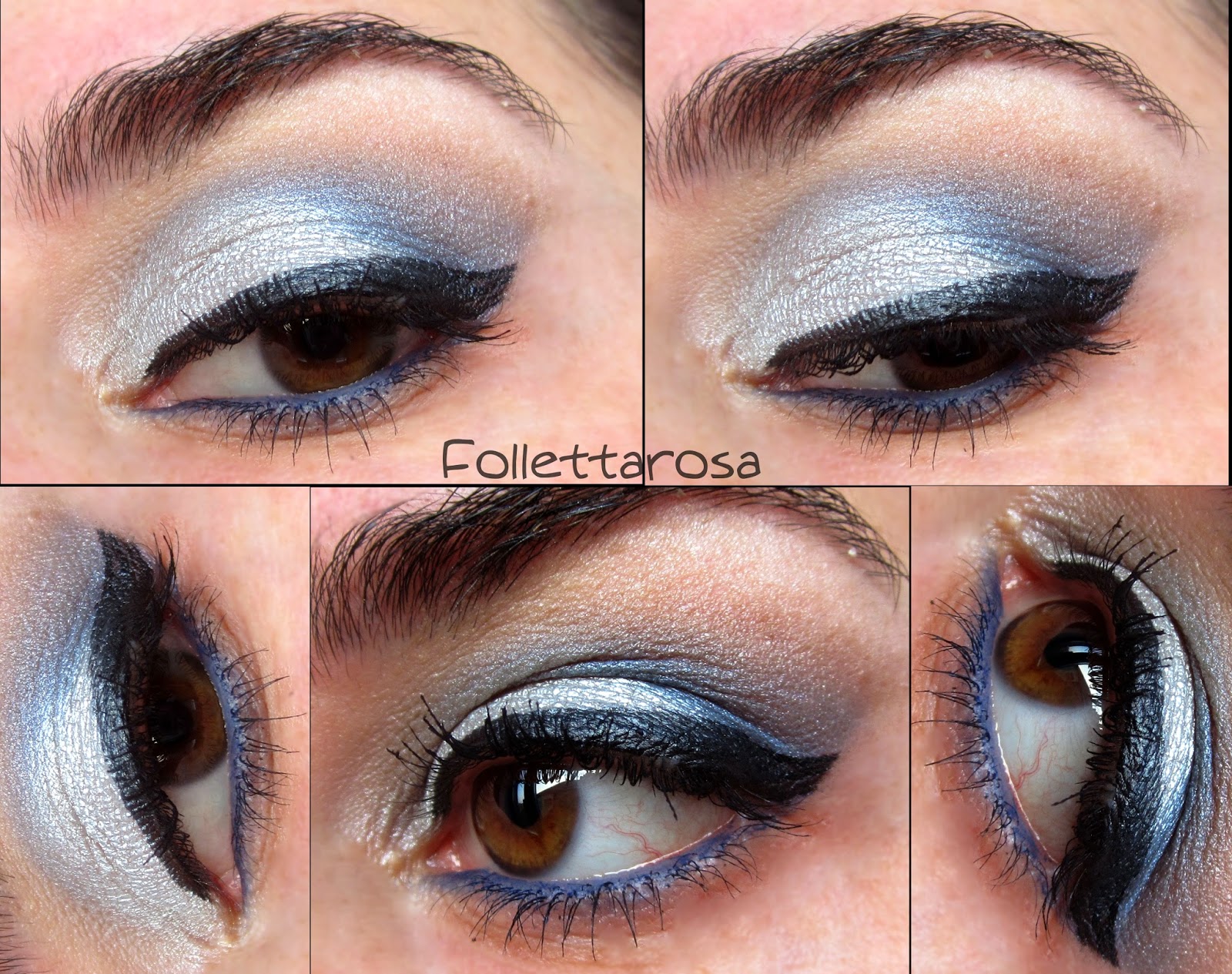 trucco occhi argento