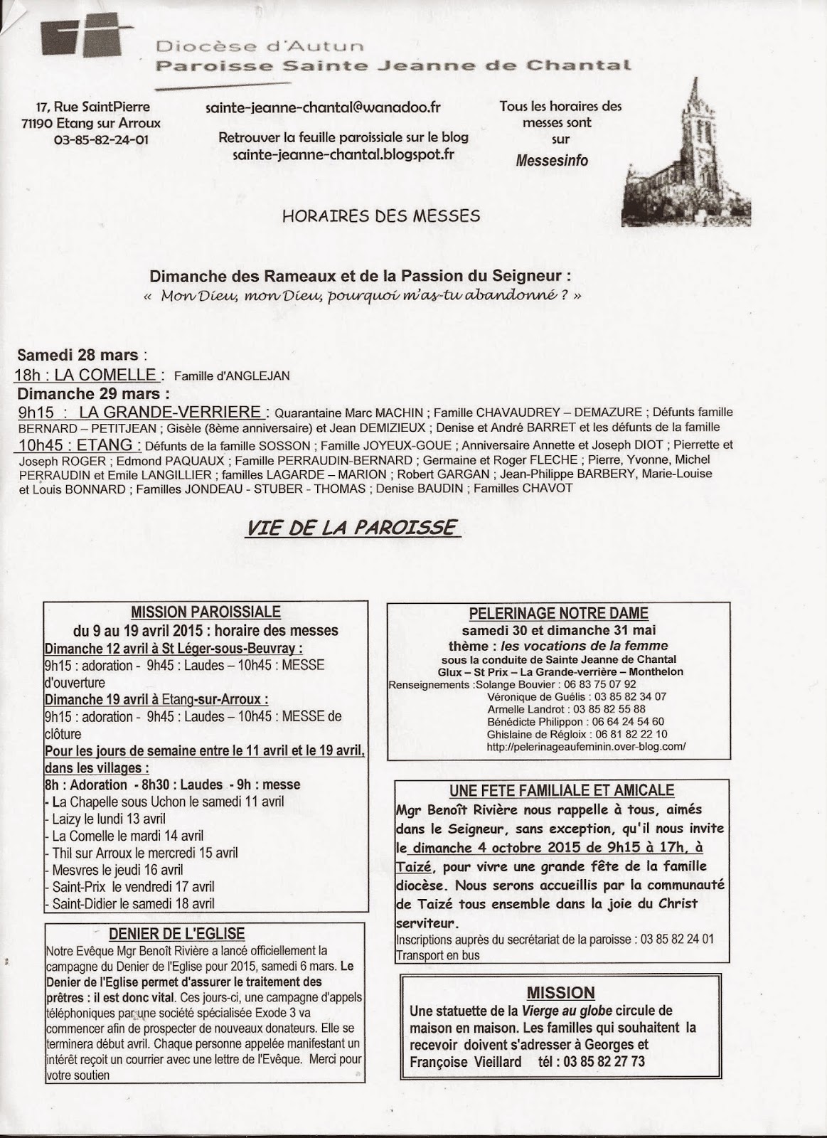 Paroisse Sainte Jeanne de Chantal mars 2015