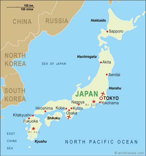 Labeled Japan Map