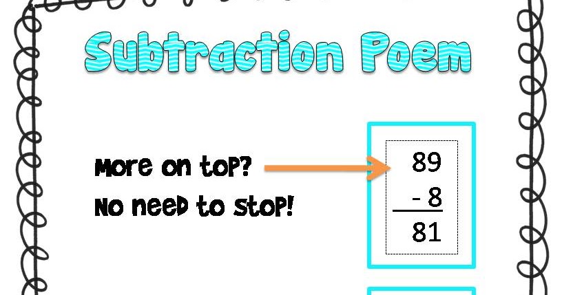 Subtraction Poem Freebie | Fun in Room 4B