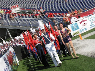 Source: Meredith Anderson Me marching onto the football field with the USA Marching Band