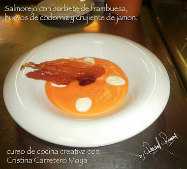 Salmorejo con sorbete de frambuesa