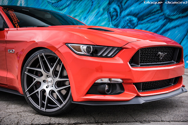 2015 Ford Mustang with 22 inch BD-3's in Graphite Machined - Blaque Diamond Wheels