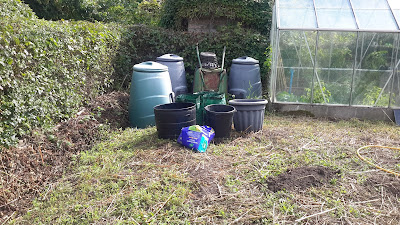 Containers of Charlotte potatoes planted today for Christmas Containers of Charlotte potatoes planted today for Christmas