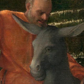 Dei di Bellini: il dio Sileno, alias un riconoscibile  Pietro Bembo.