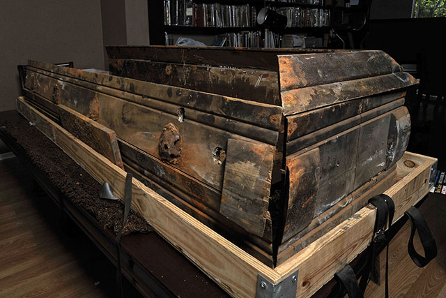 The original coffin bought in November 1963 that held Oswald's body untill October 1981.