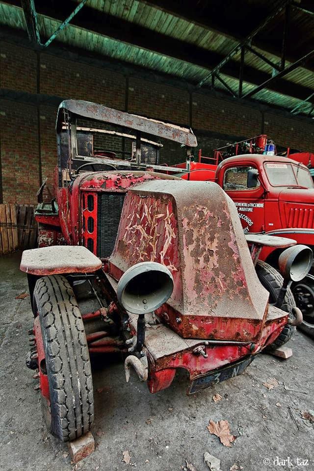 the cemetery of fire trucks at Saint Barbe.