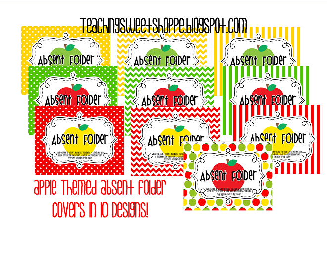 The Teaching Sweet Shoppe! Apple Themed Absent Folder Covers