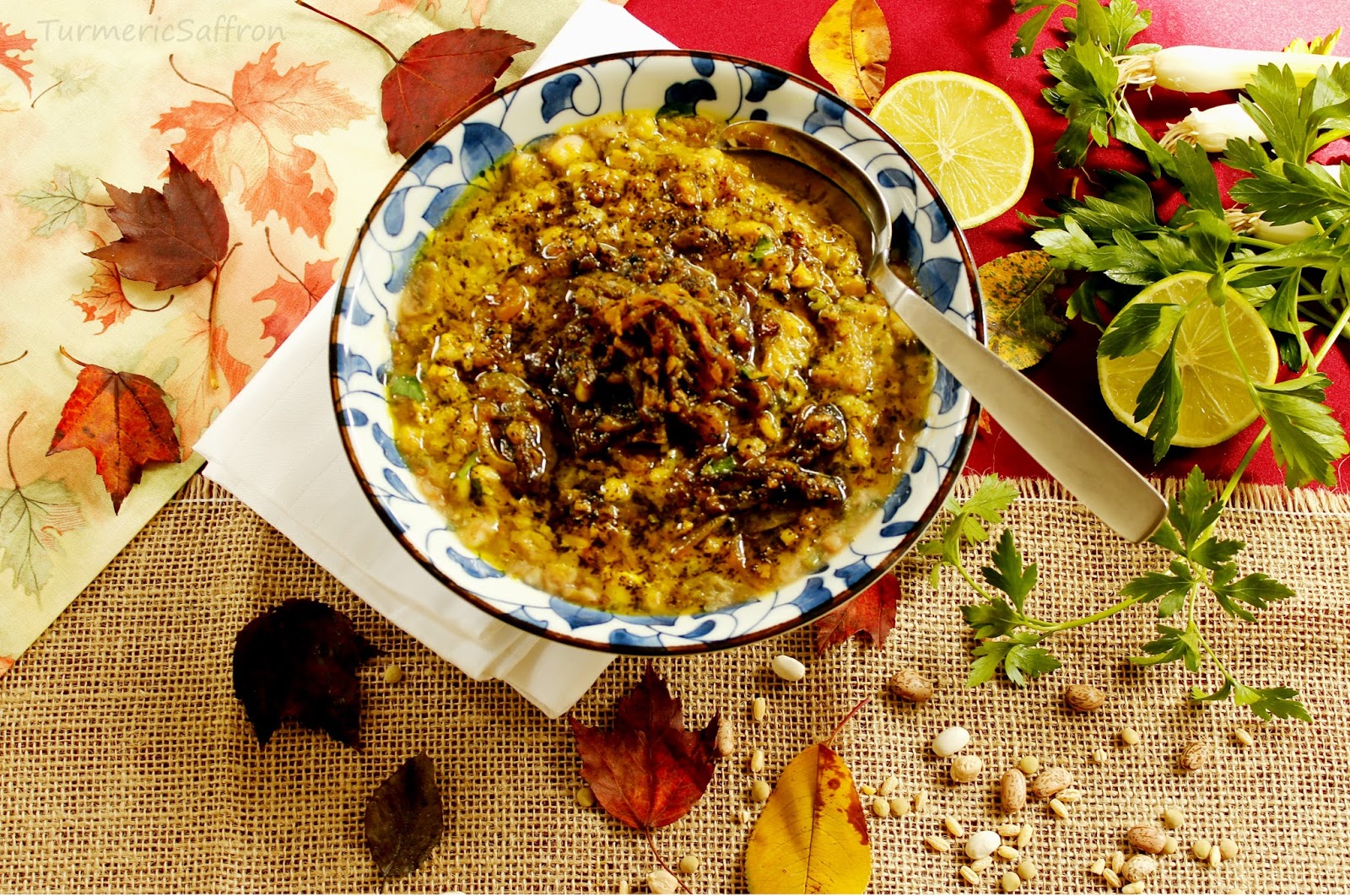 Turmeric & Saffron Ashe Haft Daneh Persian Seven Bean Hearty Soup