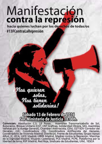 13 febrero Contra la represión Manifestación