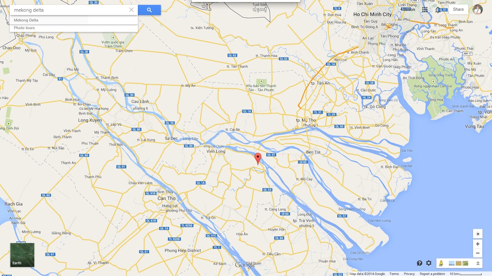 Vietnam August 2014: 26 June Maps Mekong Delta, Can Tho and My Tho