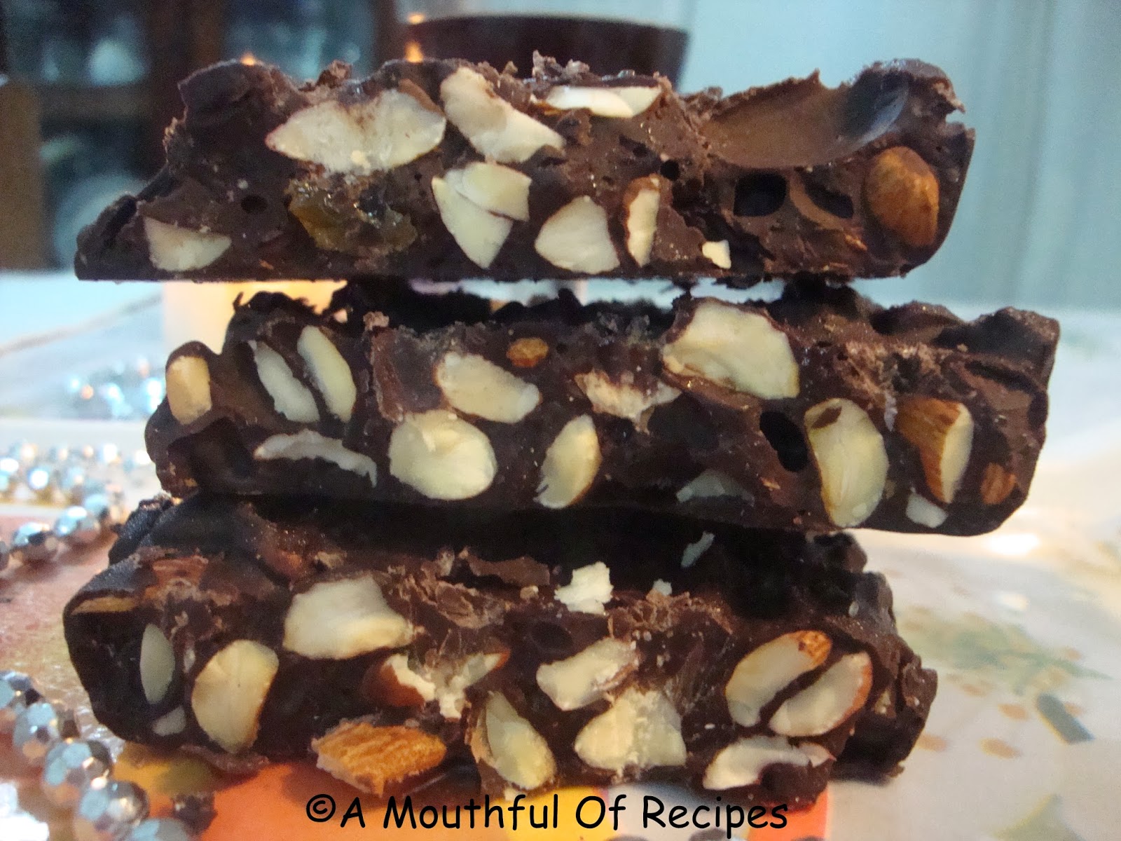 A Mouthful Of Recipes Almond Raisin Dark Chocolate Bar Diwali Special
