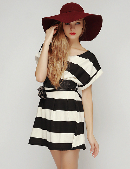 Striped Pintuck Dress