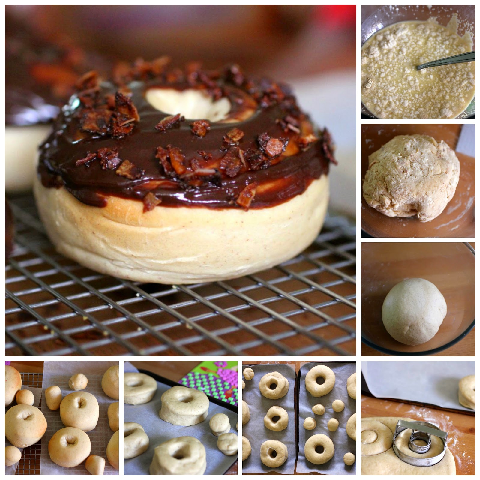 Green Gourmet Giraffe Smoky coconut bacon and chocolate topped doughnuts