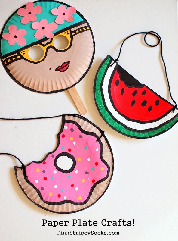 Summer Paper Plate Crafts Pink Stripey Socks