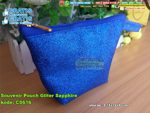 Souvenir Pouch Gliter Sapphire