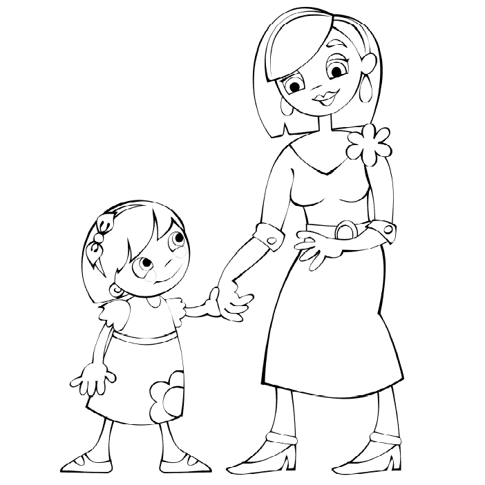 Mother and Daughter Coloring Pages Mother and Daughter Coloring Pages